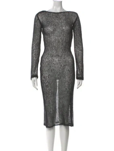 Pre-owned Paloma Wool Bateau Neckline Long Dress In Black