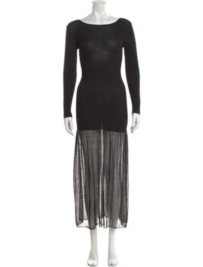 Pre-owned Paloma Wool Bateau Neckline Long Dress In Black