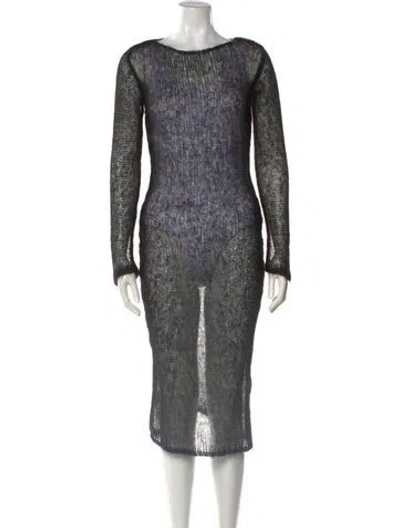 Pre-owned Paloma Wool Bateau Neckline Midi Length Dress In Black