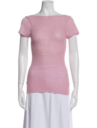 Pre-owned Paloma Wool Bateau Neckline Short Sleeve Top In Pink