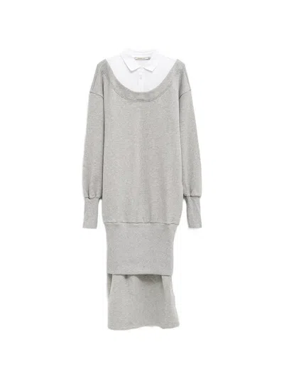 Paloma Wool Belda Layered-design Long-sleeve Dress In Gray
