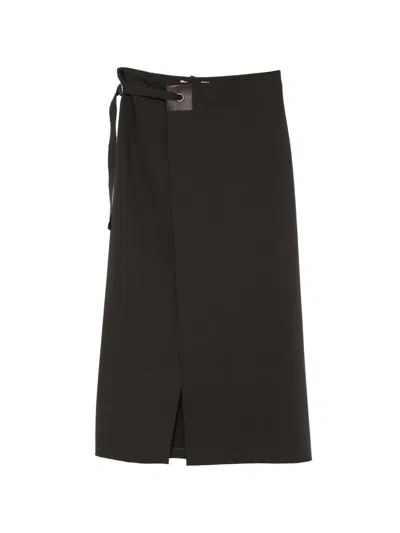 Paloma Wool Blont Wrap-style Front-slit Midi Skirt In Black