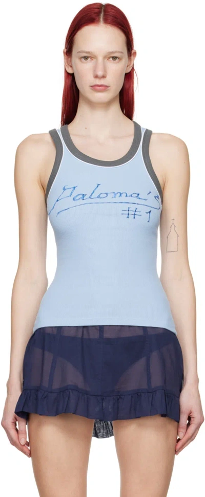 Paloma Wool Logo-print Ribbed Tank Top In Blue