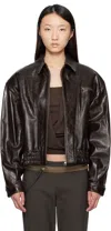 Paloma Wool Brown Mini Lora Leather Jacket In Brown