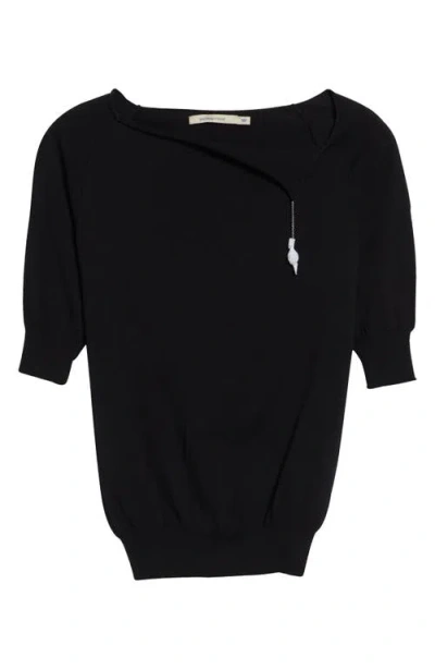 Paloma Wool Cain Crystal Tassel Cotton Sweater In Black