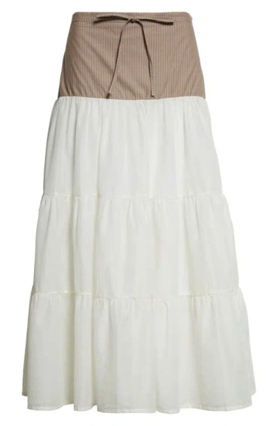 Paloma Wool Calabria Tiered Organic Cotton Voile Skirt In Ecru