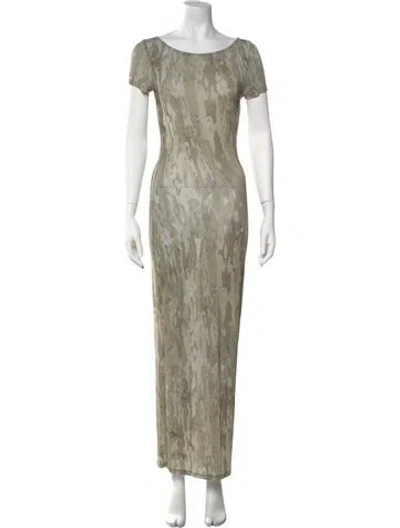 Pre-owned Paloma Wool Camouflage Print Long Dress In Green