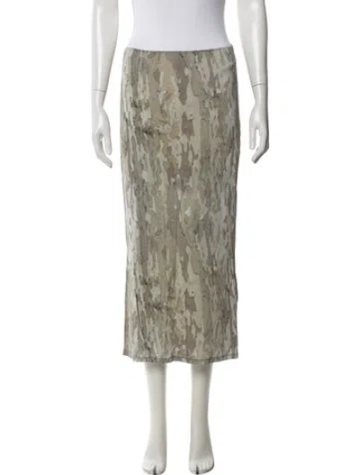 Pre-owned Paloma Wool Camouflage Print Midi Length Skirt In Green