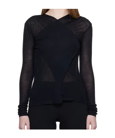 Paloma Wool Coeba Sheer Wrap Top In Black