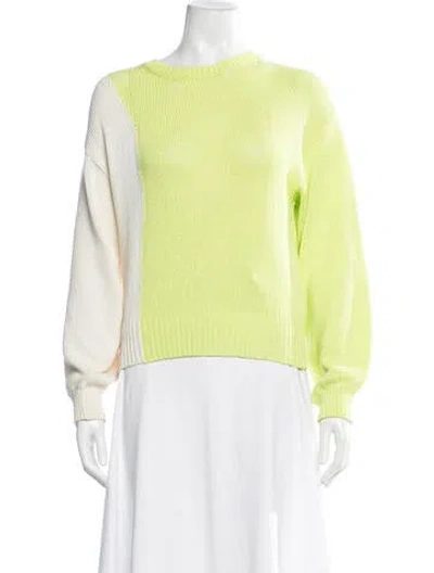 Pre-owned Paloma Wool Colorblock Pattern Crew Neck Sweater In Green