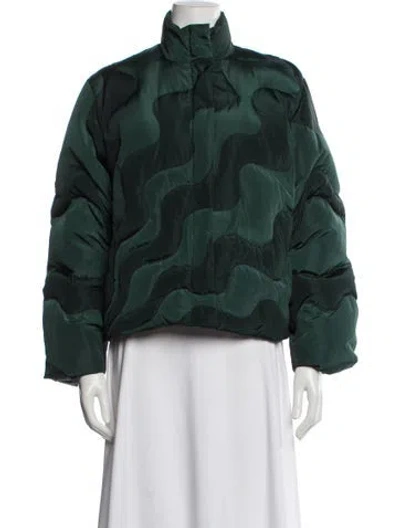 Pre-owned Paloma Wool Colorblock Pattern Down Coat In Green