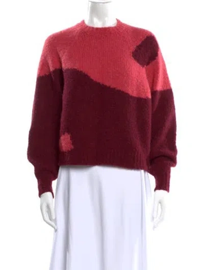 Pre-owned Paloma Wool Colorblock Pattern Mock Neck Sweater In Burgundy