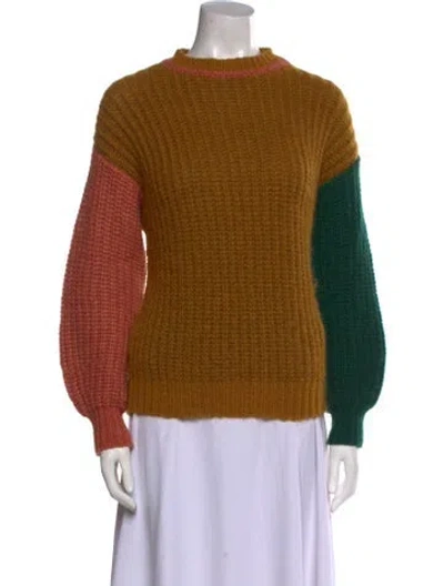 Pre-owned Paloma Wool Colorblock Pattern Mock Neck Sweater In Yellow