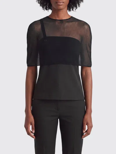 Paloma Wool Contemporary Sheer V-neck Top In Cotton Blend With Slim Fit In Black