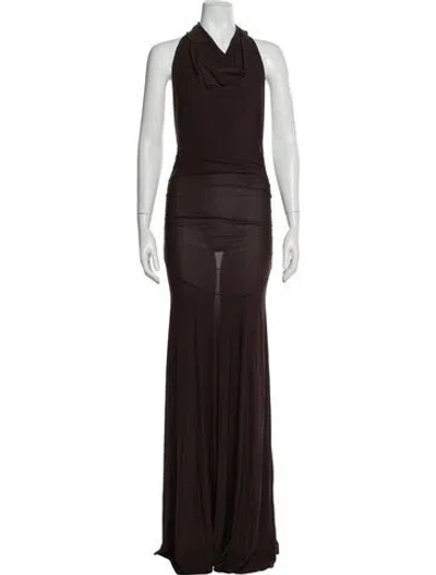 Pre-owned Paloma Wool Cowl Neck Long Dress In Brown