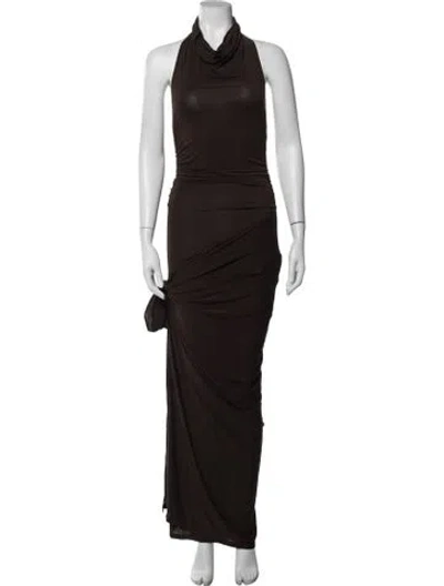 Pre-owned Paloma Wool Cowl Neck Long Dress In Brown