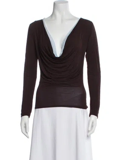 Pre-owned Paloma Wool Cowl Neck Long Sleeve Top In Brown