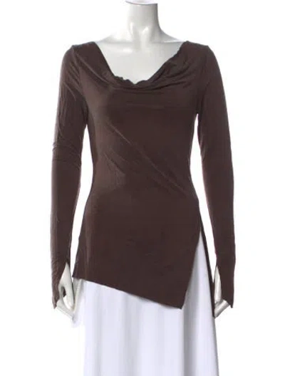 Pre-owned Paloma Wool Cowl Neck Long Sleeve Top In Brown