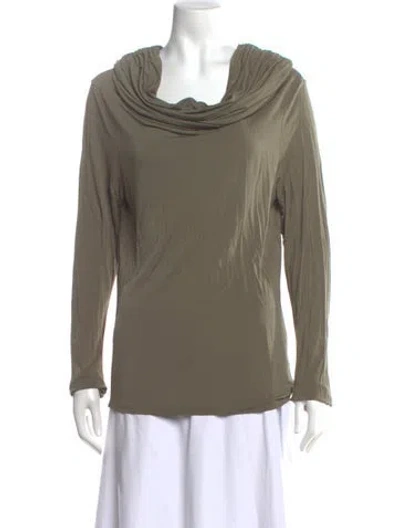 Pre-owned Paloma Wool Cowl Neck Long Sleeve Top In Green