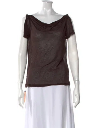 Pre-owned Paloma Wool Cowl Neck Short Sleeve Top In Brown