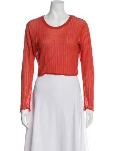 Pre-owned Paloma Wool Crew Neck Long Sleeve Crop Top In Orange