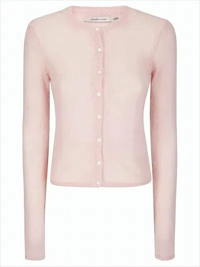 Paloma Wool Cropped Pink Cardigan With Delicate Fuzzy Texture