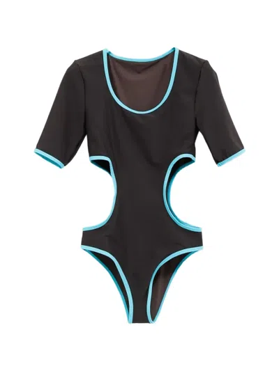 Paloma Wool Cut-out Short-sleeve Swimsuit In Brown