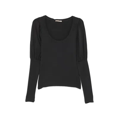 Paloma Wool Dooda Puff-sleeve Scoop-neck Top In Black