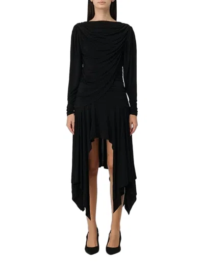 Paloma Wool Draped Midi Dress With Ruched Bodice And Asymmetrical Hemline In Multi