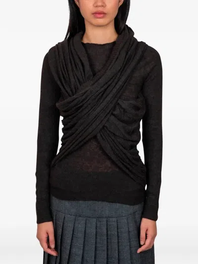 Paloma Wool Elio Draped-design T-shirt In Brown