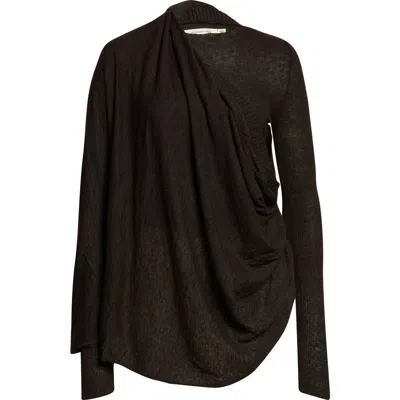 Paloma Wool Elio Semisheer Baby Alpaca & Extrafine Wool Blend Rib Crossover Sweater In Brown