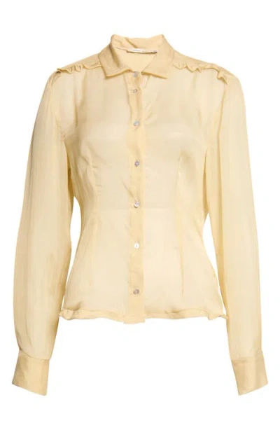 Paloma Wool Eralda Sheer Silk Button-up Shirt In Yellow