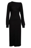 Paloma Wool Fa Cutout Long Sleeve Extrafine Merino Wool Sweater Dress In Black