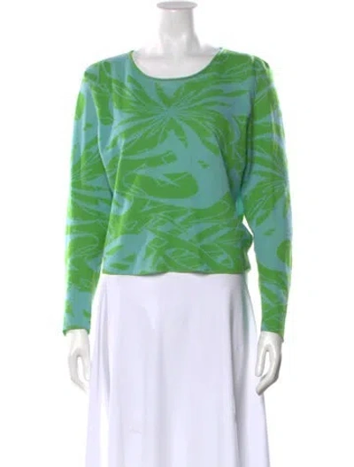Pre-owned Paloma Wool Floral Print Crew Neck Top In Green