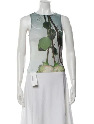 Pre-owned Paloma Wool Floral Print Crew Neck Top In White