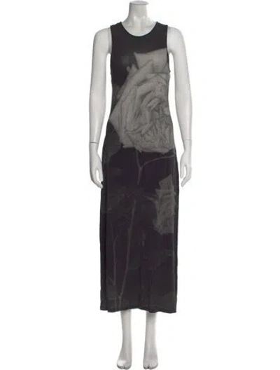 Pre-owned Paloma Wool Floral Print Long Dress In Black