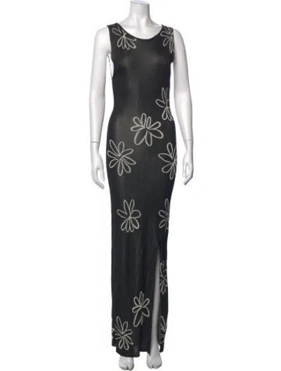 Pre-owned Paloma Wool Floral Print Long Dress In Black/neutrals