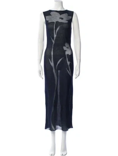 Pre-owned Paloma Wool Floral Print Long Dress In Blue