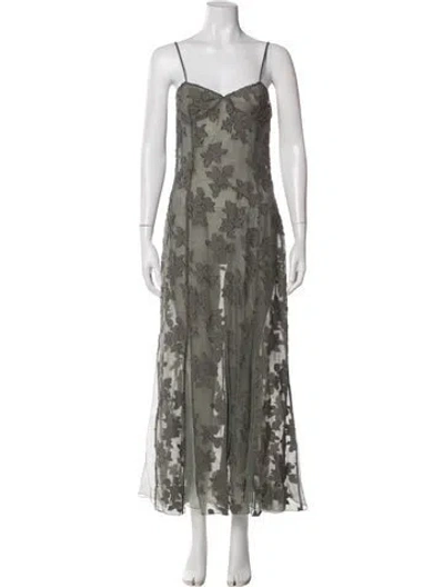 Pre-owned Paloma Wool Floral Print Long Dress In Gray