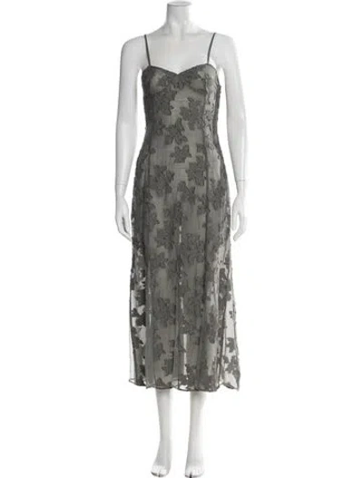 Pre-owned Paloma Wool Floral Print Midi Length Dress In Gray