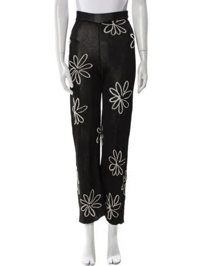 Pre-owned Paloma Wool Floral Print Straight Leg Pants In Black