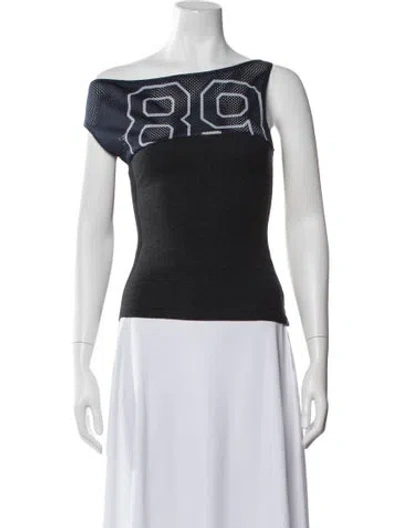 Pre-owned Paloma Wool Graphic Print Asymmetrical Top In Blue
