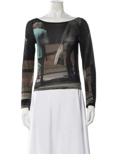 Pre-owned Paloma Wool Graphic Print Bateau Neckline Top In Multi