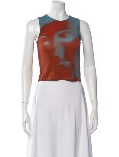 Pre-owned Paloma Wool Graphic Print Crew Neck Crop Top In Multicolor