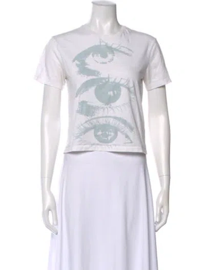 Pre-owned Paloma Wool Graphic Print Crew Neck Crop Top In White