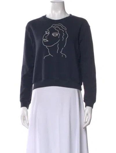 Pre-owned Paloma Wool Graphic Print Crew Neck Sweatshirt In Blue