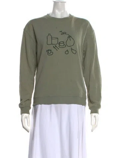 Pre-owned Paloma Wool Graphic Print Crew Neck Sweatshirt In Green