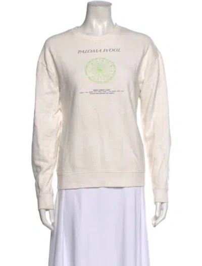 Pre-owned Paloma Wool Graphic Print Crew Neck Sweatshirt In Neutral