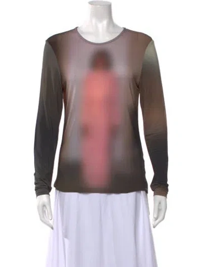 Pre-owned Paloma Wool Graphic Print Crew Neck Top In Green