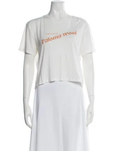 Pre-owned Paloma Wool Graphic Print Crew Neck T-shirt In White
